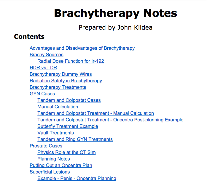 Brachytherapy Notes