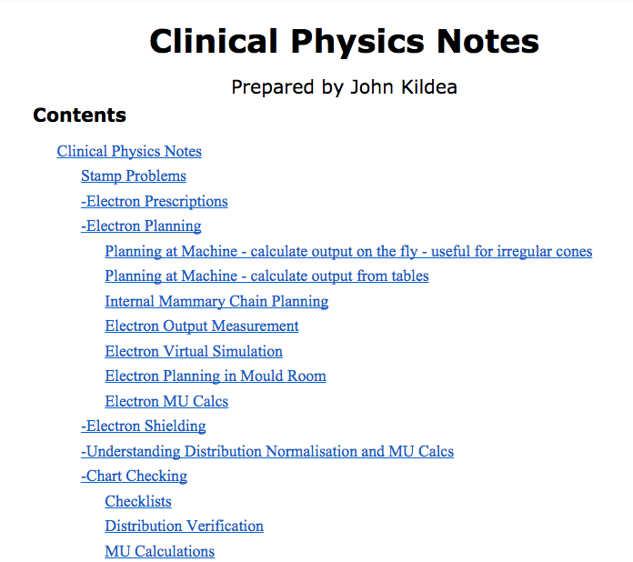 Clinical Physics Notes